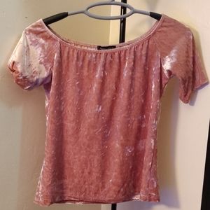 Crushed velvet off the shoulders top